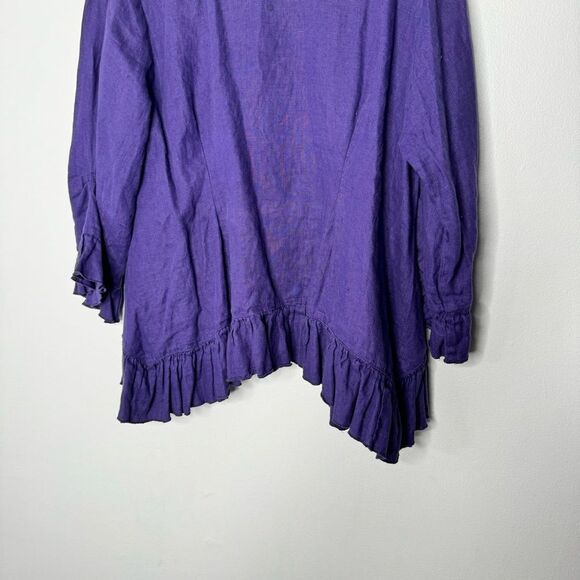 heart's desire by mary grace purple linen blouse size small - Picture 4 of 5